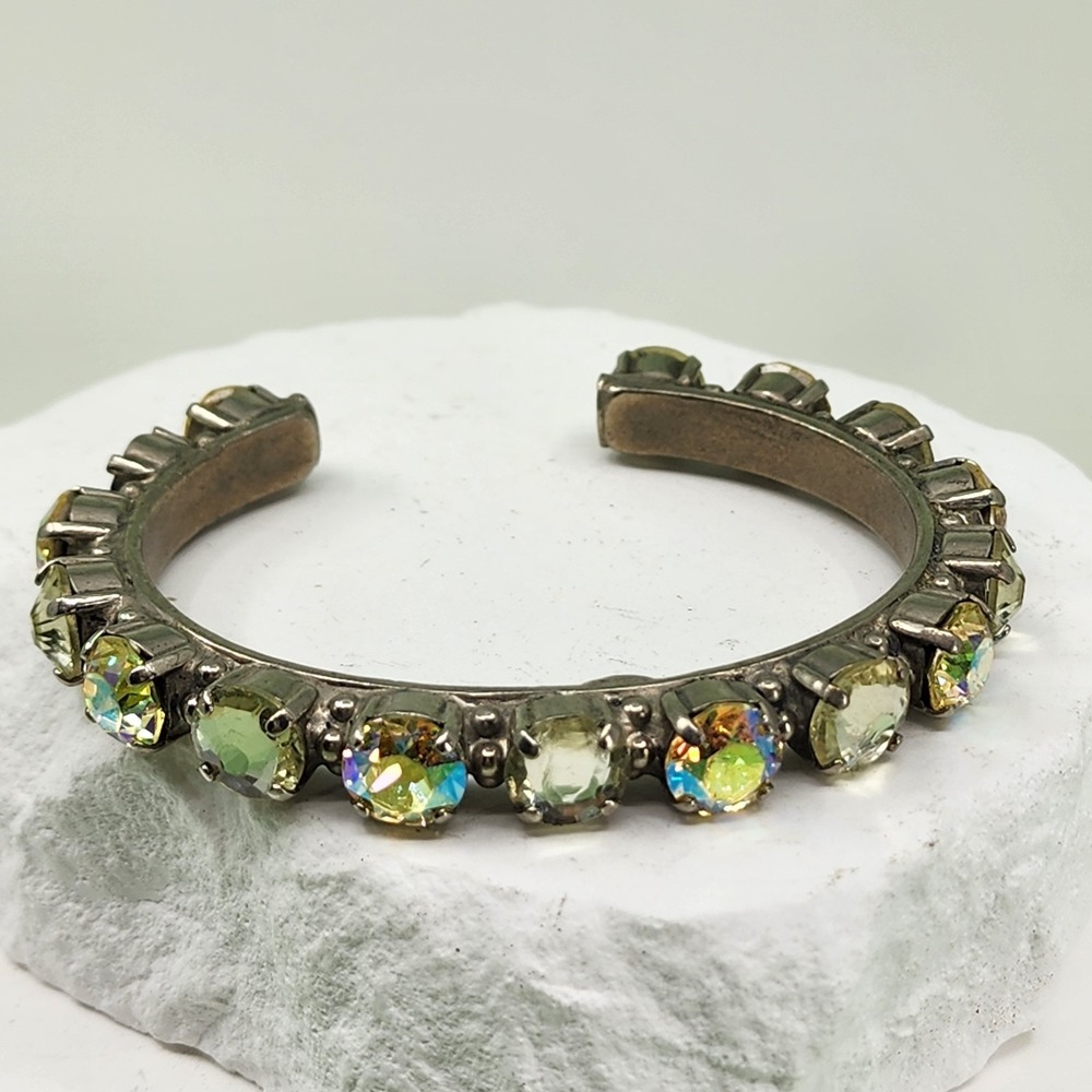 Sorrelli Crystal Open Cuff Bracelet Aurora Borealis Rhinestone Glam Statement